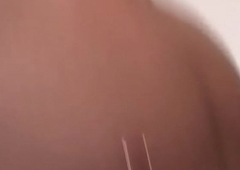 Deepthroating shemale gets her ass drilled