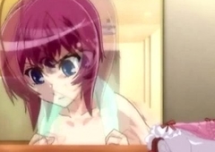 Tgirl anime maid self wanking in the bath