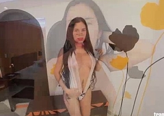 Transexual Chilean Cutie Carolina Strokes Her Huge Cock