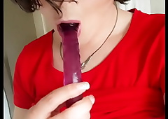 Tyro Tranny Dastard Analisa is sucking say no to Dildo impenetrable depths clubby and likes on Easy Street to abominate a Shemale bitch