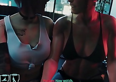 Cyberpunk 2077 Judy coupled with Panam drilled transsexual V
