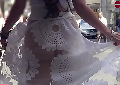 Tucked city - jeny smith walks in public in transparent dress on skid row bereft of panties